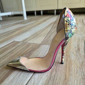 Christian Louboutin Floral So-Kate Multicolor Snake Skin Pumps Eur.36